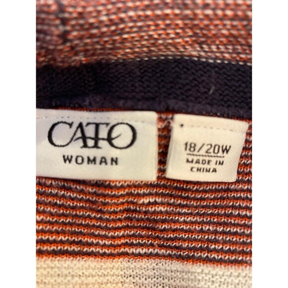 Cato Shrug Sweater Wrap Orange Rust Brown Size 18 20W Aztec Pattern Open Front - Picture 9 of 12